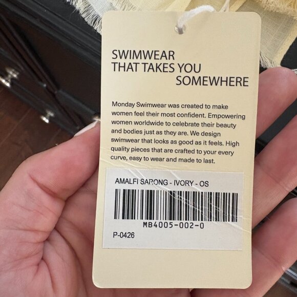 MONDAY SWIM WEAR - AMALFI SARONG - IVORY - OS - NEW WITH TAGS! - Picture 4 of 4